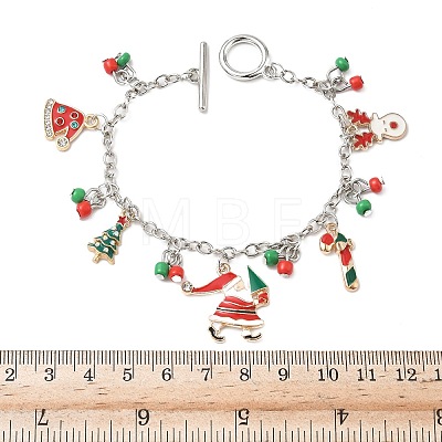 Christmas Alloy Enamel Charm Bracelets BJEW-H634-01C-KCGP-1