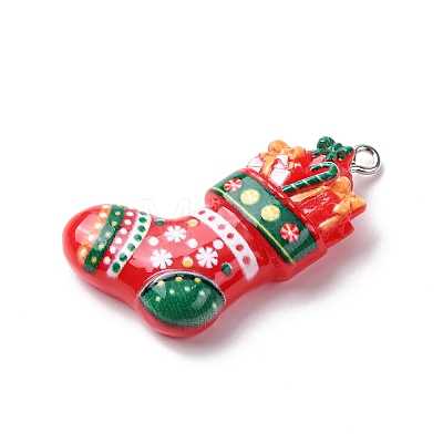 Christmas Opaque Resin Pendants RESI-A049-05O-1