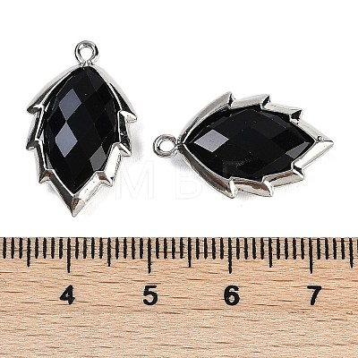 Natural Obsidian Faceted Leaf Pendants G-I375-04P-09-1