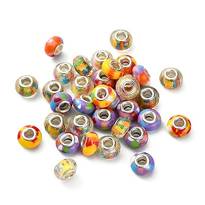 50Pcs 5 Colors Resin European Beads RESI-CJ0002-41-1