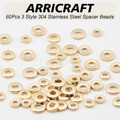 ARRICRAFT 60Pcs 3 Style 304 Stainless Steel Spacer Beads STAS-AR0001-29-1
