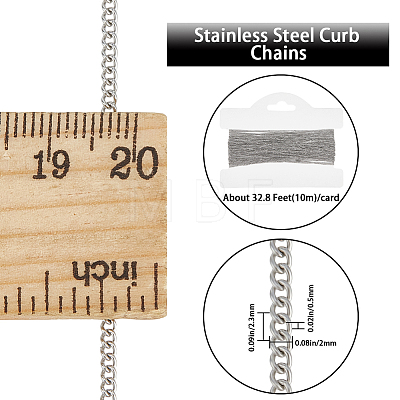 Beebeecraft 304 Stainless Steel Curb Chains CHS-BBC0001-02-1