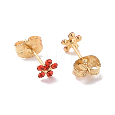 Rhinestone Flower Stud Earrings with 316L Surgical Stainless Steel Pins EJEW-P204-03G-01-1