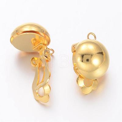 Golden Brass Clip-on Earring Findings For Non-Pierced Ears Jewelry X-KK-E026-G-1