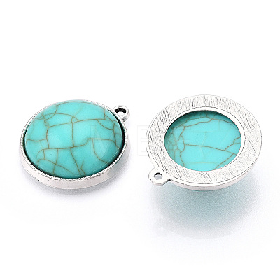 Resin Imitation Turquoise Pendants PALLOY-M203-23AS-B-1