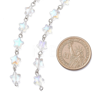 Iron Glass Handmade Star Link Chains AJEW-JB01435-02-1