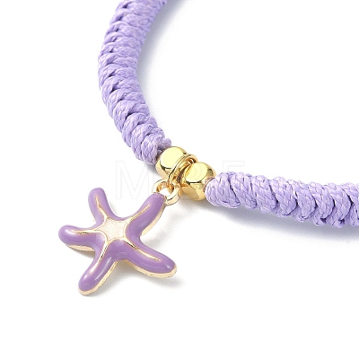 Starfish Shape Alloy Enamel Pendant Bracelets BJEW-JB09883-01-1