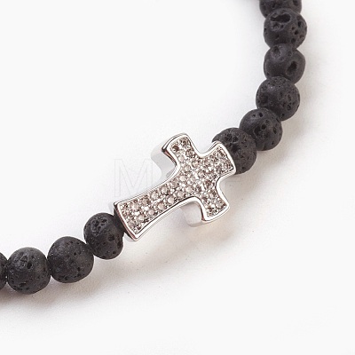 Natural Lava Rock Beads Stretch Bracelets BJEW-JB03823-02-1