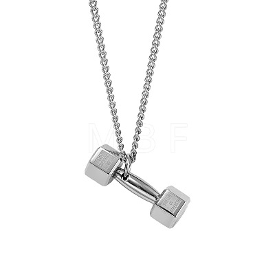 Dumbbell 304 Stainless Steel Pendant Necklaces FS-WGFA125-02-1