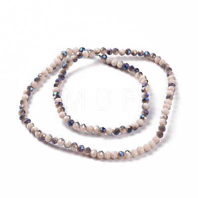 Electroplate Opaque Solid Color Glass Beads Strands EGLA-A034-P4mm-I04-1