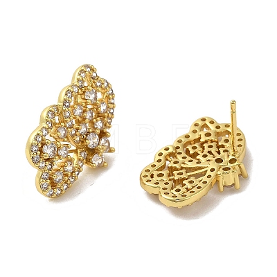 Rack Plating Brass Micro Pave Cubic Zirconia Studs Earrings EJEW-R162-18G-1