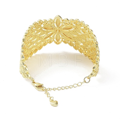 Rack Plating Brass Vintage Court Hollowed-out Flower Design Cuff Bangles for Women BJEW-D032-07G-1