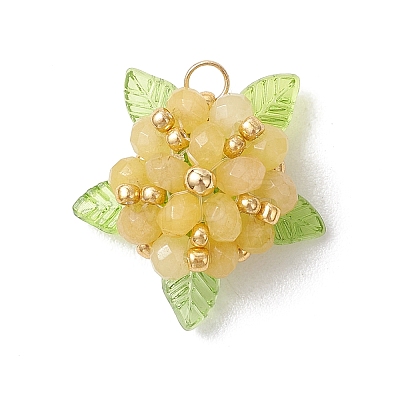 Dyed Natural Malaysia Jade & Glass Beaded Pendants PALLOY-MZ01265-04-1
