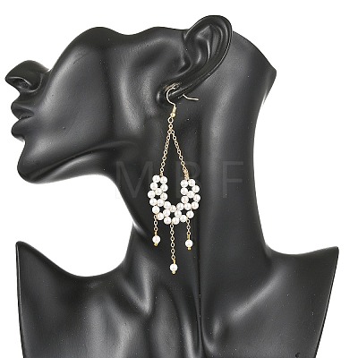 Shell Pearl Beads Dangle Earrings EJEW-JE07453-1