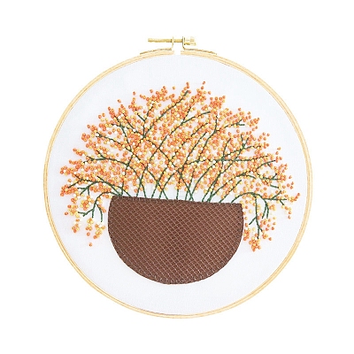 Gypsophila Pattern DIY Embroidery Kit DIY-P077-051-1
