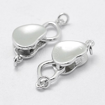 Rhodium Plated 925 Sterling Silver Box Clasps STER-F037-073P-1
