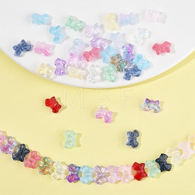120Pcs 15 Colors Transparent Spray Paint Glass Beads GLAA-FS0002-12B-1