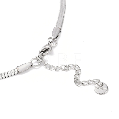 304 Stainless Steel Herringbone Chain Flower Pendant Necklaces for Women NJEW-C055-02P-1