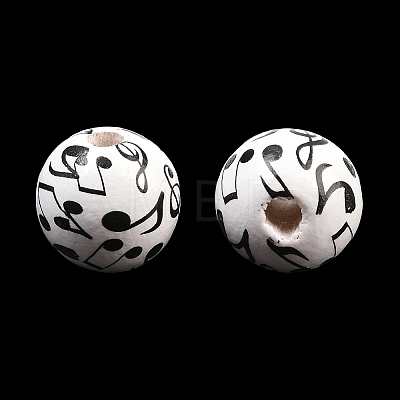 Printed Wood European Beads WOOD-G029-02-1