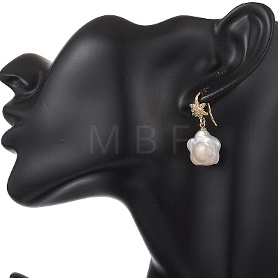 Flower Natural Keshi Pearl Dangle Earrings EJEW-JE06979-1