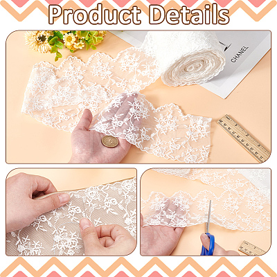 7.5 Yards Flower Pattern Artificial Fibers Lace Embroidery Sewing Trimming DIY-FG0005-08B-1