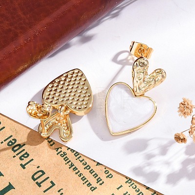 Rack Plating Heart Brass Stud Earrings for Women EJEW-C125-26G-1