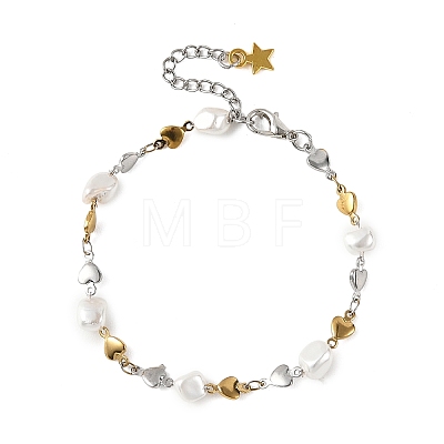 304 Stainless Steel Heart Link Chain Bracelets BJEW-JB14166-1