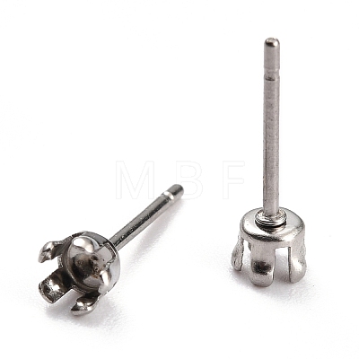 304 Stainless Steel Stud Earring Settings STAS-B004-06P-1