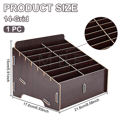 14-Grid Detachable Wooden Cell Phone Storage Box AJEW-WH0348-154A-1