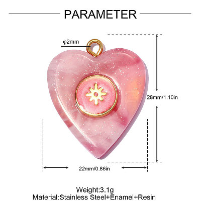304 Stainless Steel Resin Pendants OY013-37G-1