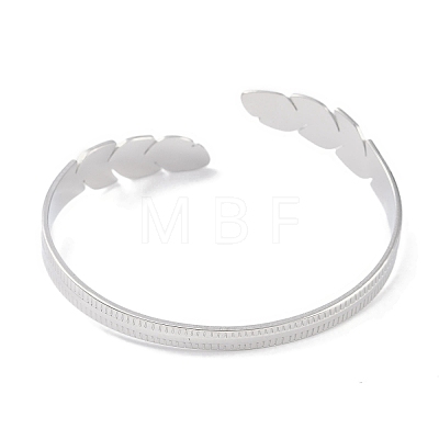 304 Stainless Steel Open Cuff Bangles for Women BJEW-C071-10P-1