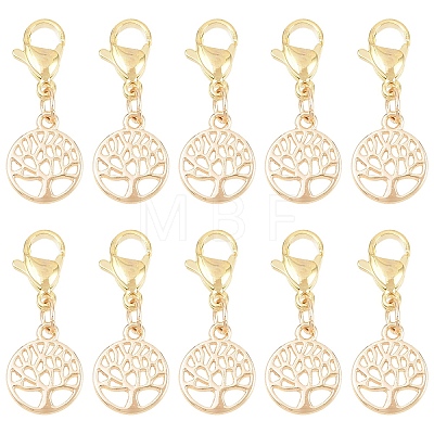 10Pcs Brass & ABS Plastic Imitation Pearl Pendant Decorations HJEW-YW00399-1