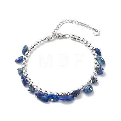 Synthetic Hematite & Natural Gemstone Chips Beaded Bracelet for Women BJEW-JB08686-1