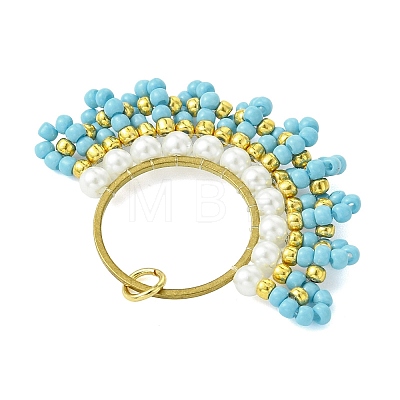 Glass Seed Beaded & Brass Linking Rings Pendnats PALLOY-MZ01340-02-1