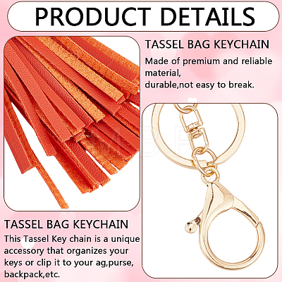 1Pc PU Leather Tassel Keychains KEYC-CL0001-50A-1