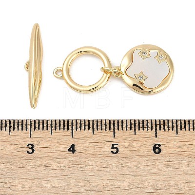 Brass Micro Pave Clear Cubic Zirconia Toggle Clasps KK-K391-27G-1