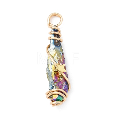 Electroplated Raw Rough Natural Quartz Crystal Copper Wire Wrapped Pendants PALLOY-JF02414-01-1