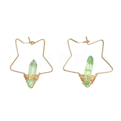 Electroplated Natural Quartz Wire Wrapped Earrings for Girl Women EJEW-JE04648-02-1