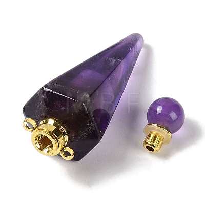 Natural Amethyst Faceted Cone Openable Perfume Bottle Big Pendants G-L524-18G-10-1