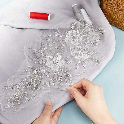 Gorgecraft 2Pcs 2 Style Flower of Life Pattern Polyester Computerized Embroidery Appliques DIY-GF0006-90-1