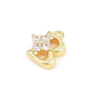 Brass Micro Pave Clear Cubic Zirconia Charms KK-Z151-18G-B-1