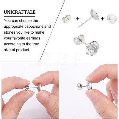 Unicraftale 150Pcs 3 Style 304 Stainless Steel Stud Earring Findings DIY-UN0003-16-1