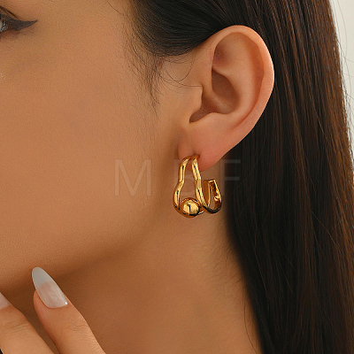 Heart with Round Stainless Steel Stud Earrings EJ9702-1