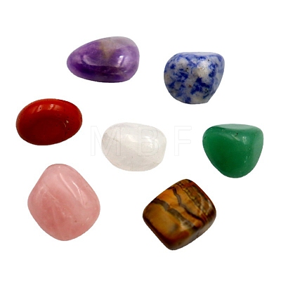 14Pcs Chakra Nuggets & Hexagonal Prism Mixed Natural Gemstone Healing Stones Set PW-WG49053-02-1