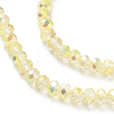 Electroplate Transparent Glass Beads Strands EGLA-K015-07E-1