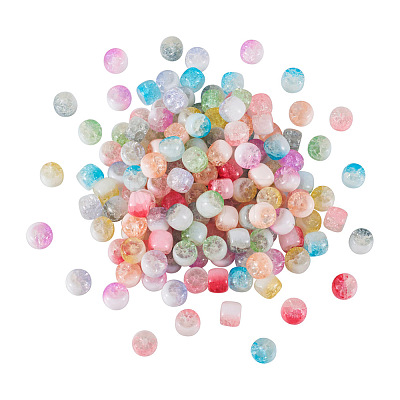 180Pcs 9 Colors Two Tone Transparent Crackle Glass Beads Strands GLAA-TA0001-97-1
