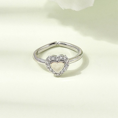 Brass Micro Pave Cubic Zirconia Cuff Open Rings for Women RJEW-B160-10P-1