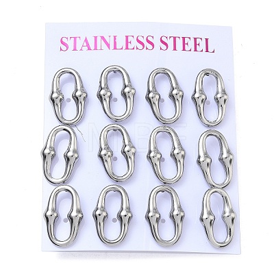 6 Pairs 304 Stainless Steel Stud Earrings EJEW-C180-01P-1