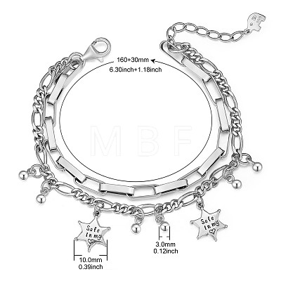 SHEGRACE Rhodium Plated 925 Sterling Silver Multi-Strand Bracelets JB683A-1