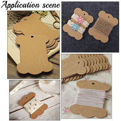 80Pcs Bone Shape Paper Thread Winding Boards SENE-SC0001-08-1